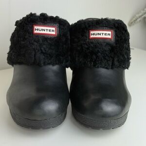 Hunter Bruson Black Leather Fur Lined Mules